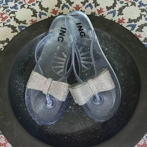 INC International Concepts Clear Sandals with Rhinestone Bow